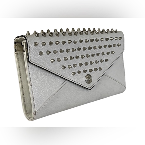 🎉Poshiversary SALE🎉Rebecca Minkoff Studded White Leather Crossbody Wallet - Picture 3 of 17
